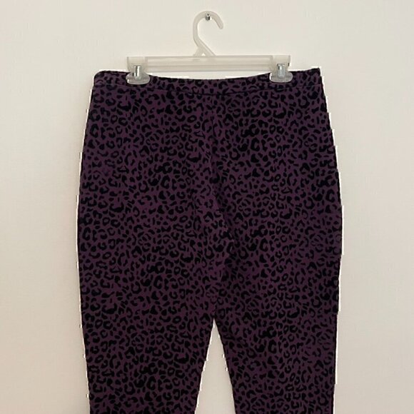 SUSAN GRAVER Weekend Flocked Cotton Spandex Leggings Purple Leopard Cheetah M - Picture 11 of 12